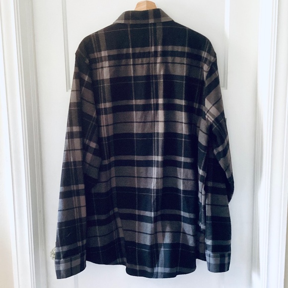 Troll Co Flannel Shirt Mens 2XL XXL Grey Black Plaid Snap Button Workwear Heavy - Picture 14 of 14